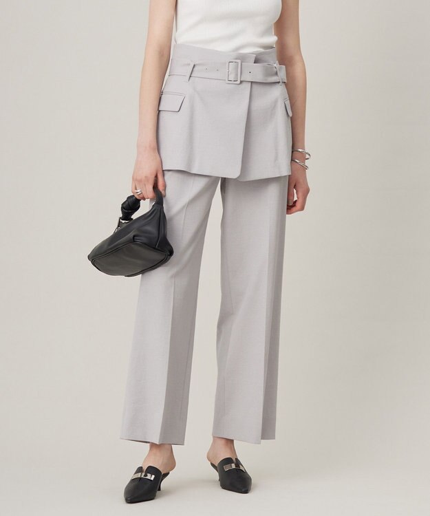 ICB L 【接触冷感・UVケア・撥水・洗える】LooseWeave  スカートレイヤードワイドパンツ トープ系