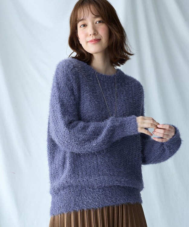 ANY 【洗濯機可】フェザーメッシュニット ロイヤル