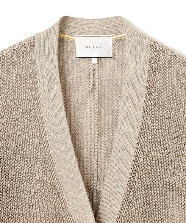 BEIGE， 【洗える】OPTICAL / ペーパーヤーンVネックロングカーディガン Flax