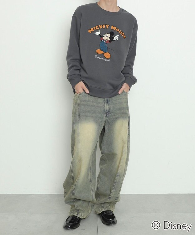 WEGO MICKEYサガラ刺繍スウェット スミクロ
