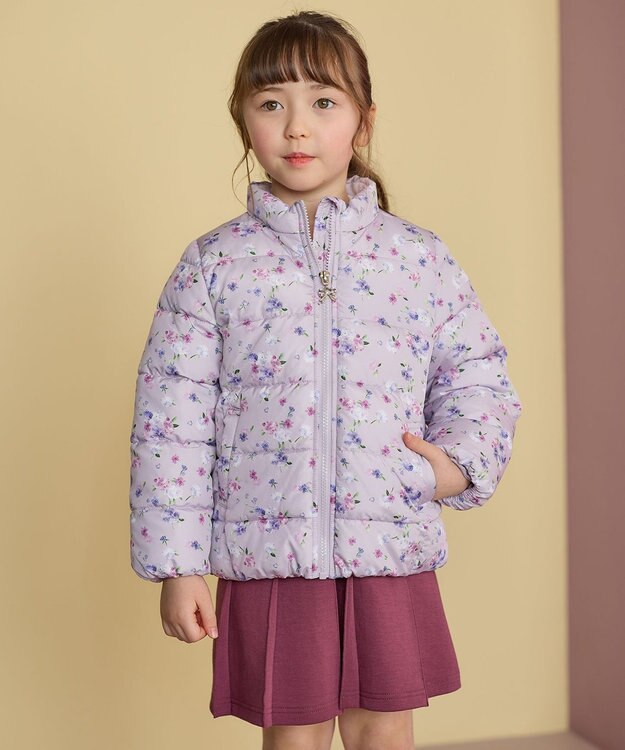 ANY KIDS 【洗濯機OK】中綿 ガーリー コート ピンク×花柄