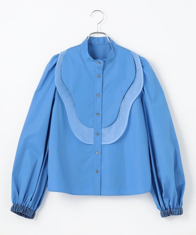 #Newans 【洗濯機可能】ウェイビービブデザインブラウス ブルー