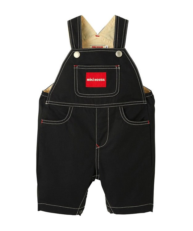 MIKI HOUSE HOT BISCUITS 【ミキハウス】【70-100cm】６分丈オーバーオール 黒