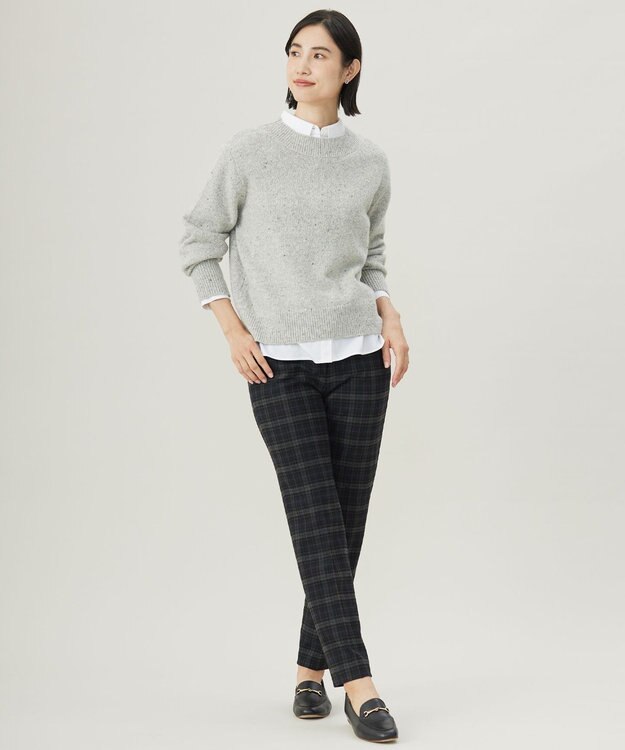 J.PRESS LADIES 【WEB限定・洗える】WOOLY NEP クルーネックニット ライトグレー系