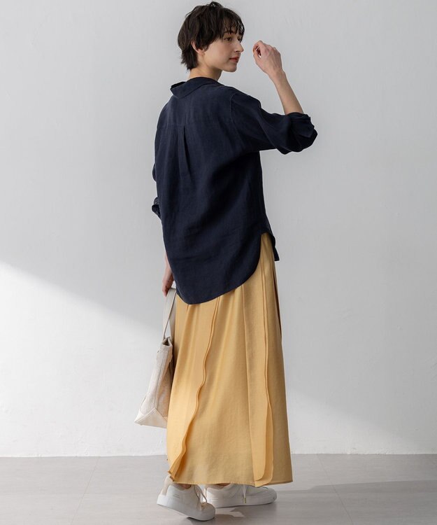 23区 S LIBECO ベーシック シャツ ネイビー