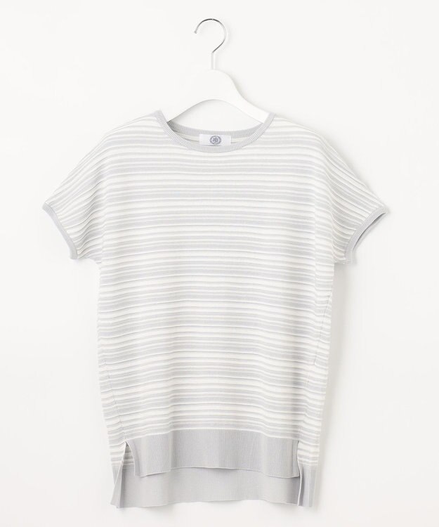 J.PRESS LADIES 【洗える・抗菌防臭】コットンアセテート ランダムガーター柄 ニット ライトグレー系1