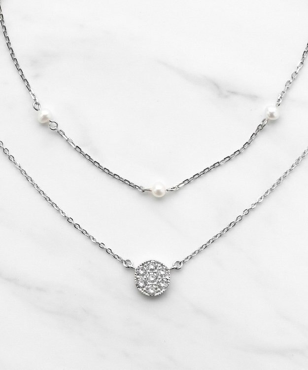 TOCCA DAHLIA LAYERED NECKLACE 淡水パール レイヤード ネックレス シルバー系