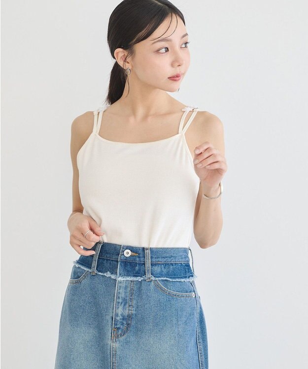 earth music&ecology フラワーモチーフキャミ Ivory