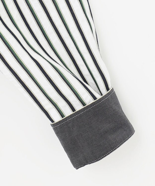 JOSEPH ABBOUD 【キングサイズ・吸水速乾・イージーケア】ソアロンストライプシャツ オリーブ系1