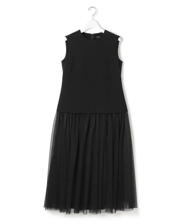 23区 【APPLAUDIR】クリアジョーゼット ドットチュールコンビ ドレス ブラック系