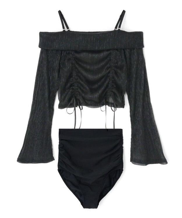 San-ai Resort（三愛水着楽園） オフショルダートップス付き3点セット水着　9M　【San-ai Resort（サンアイリゾート）】 ブラック