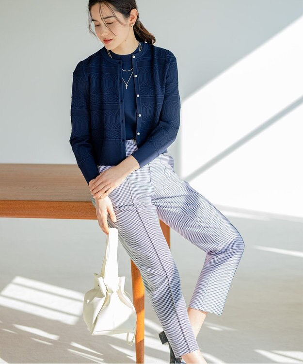 組曲 【洗える・ウエストゴム仕様】2WAYストレッチテーパード パンツ ネイビー系3