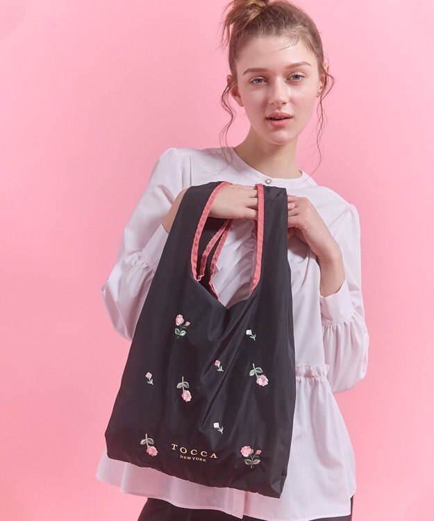 TOCCA 【A4サイズ対応・一部カラー撥水】BOUQUET DE REVE ECO BAG エコバッグ ブラック系