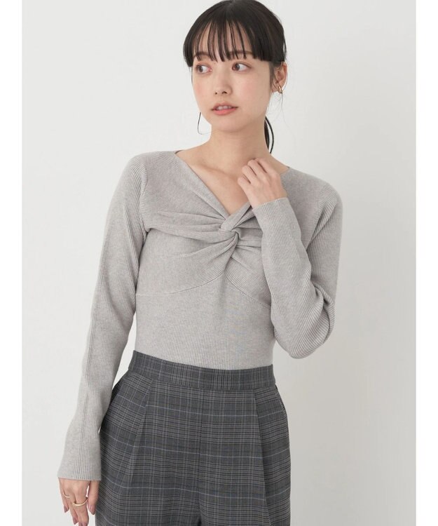 earth music&ecology ツイストリブラメニットプルオーバー Gray