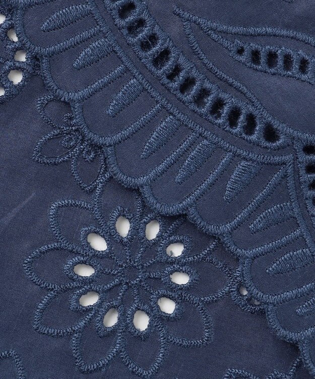 自由区 S 【カタログ掲載・接触冷感・洗える】エンブロイダリーローンシャツ ワンピース コバルトブルー