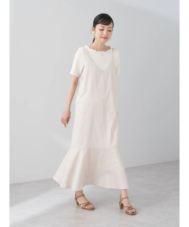 earth music&ecology Ｖネック裾切替キャミワンピース Beige