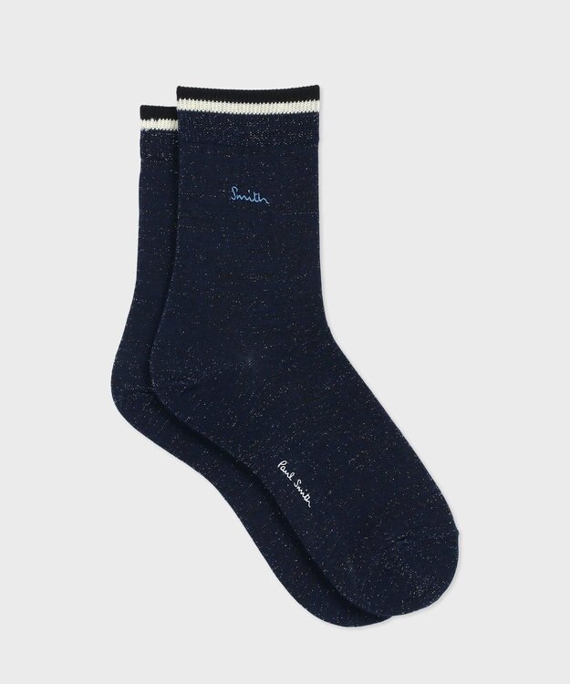 Paul Smith エンブロイダリー ラメ ソックス ネイビー
