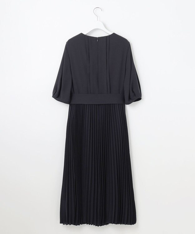 自由区 S 【洗える】シフォンプリーツ ワンピース ネイビー