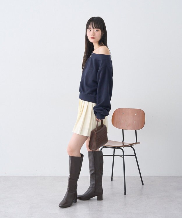 earth music&ecology ニットプリーツスカート Ivory