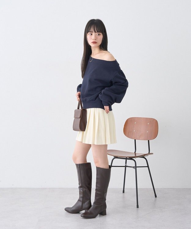 earth music&ecology ニットプリーツスカート Ivory