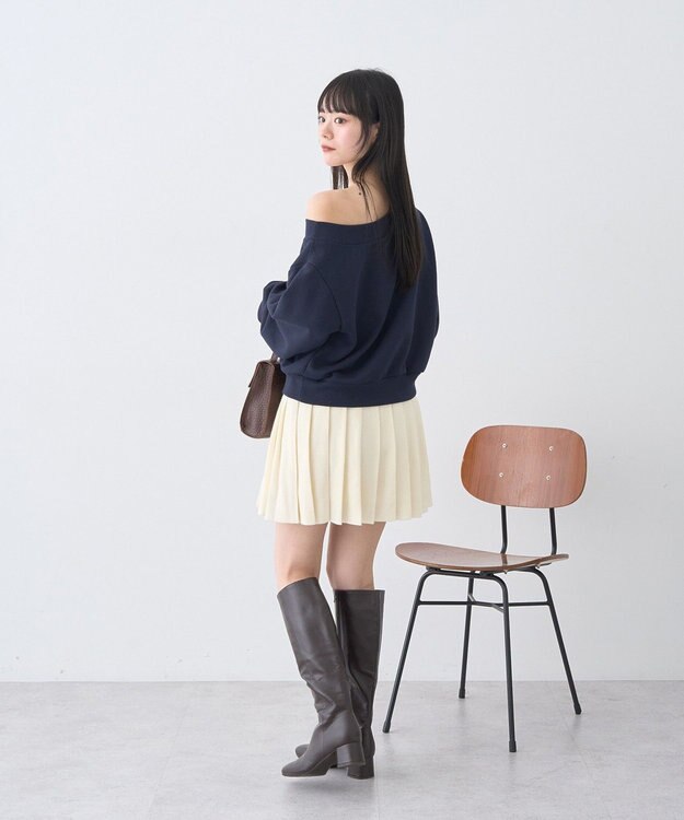 earth music&ecology ニットプリーツスカート Ivory