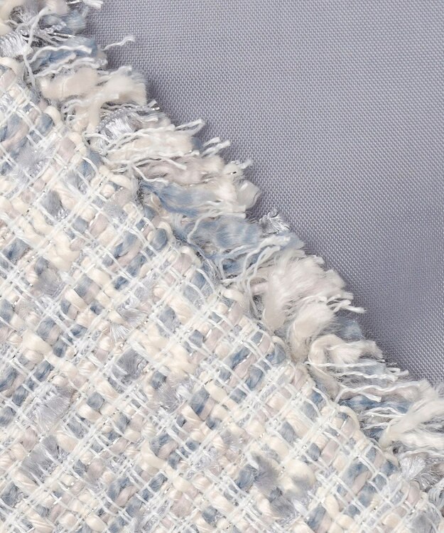 ANY SIS L ツイードノーカラーミドル ジャケット グレーミックス