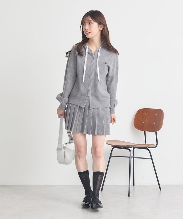 earth music&ecology ニットプリーツスカート Gray