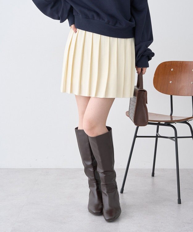 earth music&ecology ニットプリーツスカート Ivory