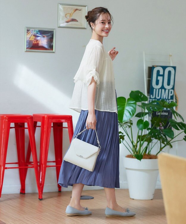 Tiaclasse 【洗える】楊柳バックフリルブルゾン オフホワイト