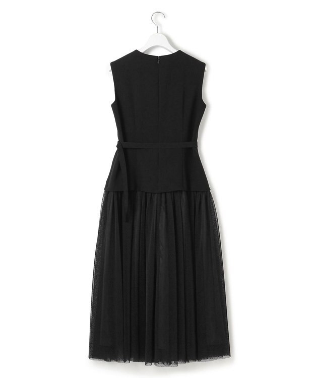 23区 【APPLAUDIR】クリアジョーゼット ドットチュールコンビ ドレス ブラック系