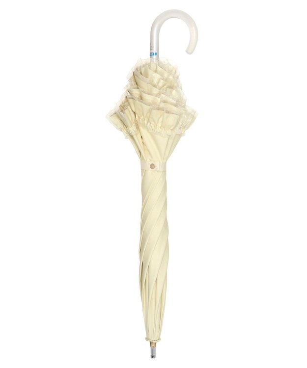 MOONBAT 【ランバン オン ブルー（LANVIN en Bleu）】晴雨兼用日傘　ビジュー付きオーガンジーフリル ライトイエロー