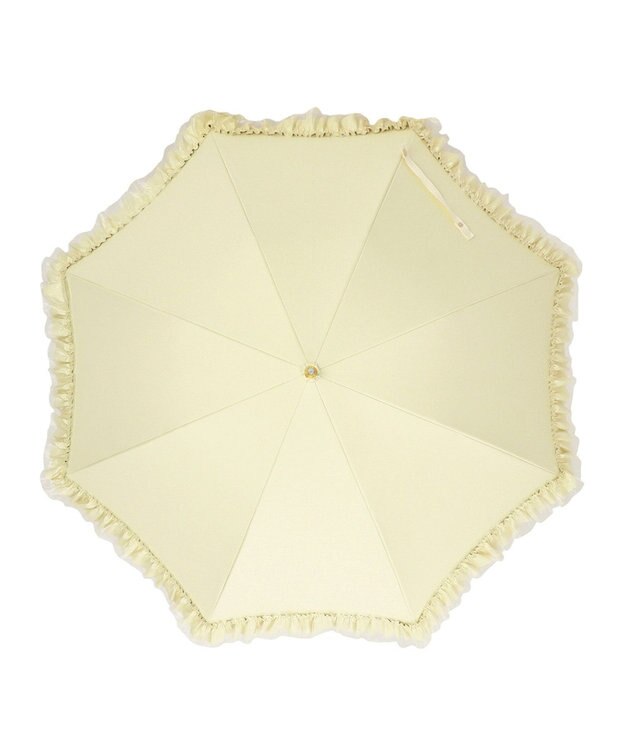 MOONBAT 【ランバン オン ブルー（LANVIN en Bleu）】晴雨兼用日傘　ビジュー付きオーガンジーフリル ライトイエロー