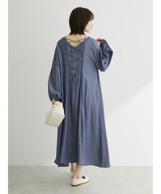 Green Parks ・ｆｕｒｒｙ　ｒａｔｅ　バックレースアップワンピース Light Gray