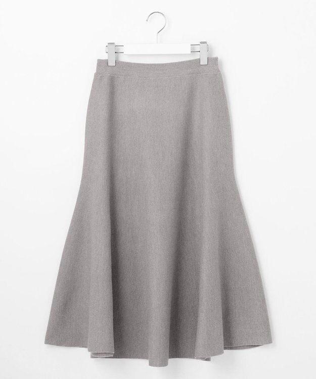 自由区 【セットアップ対応・洗える】ウールミラノニット スカート ライトグレー