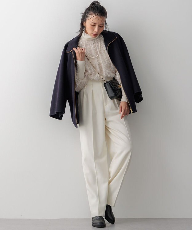 23区 【洗える】へアリ―カットジャカード ブラウス ベージュ系