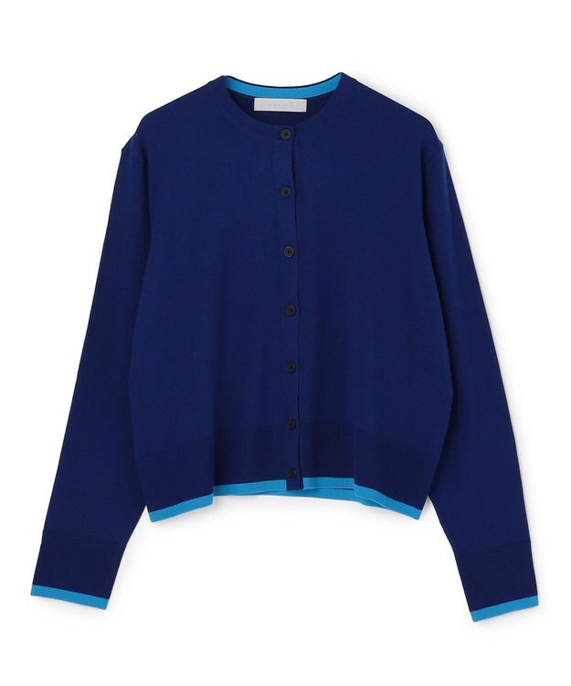 UNFILO L マイビューティニット バイカラー カーディガン ディープブルー×ターコイズ