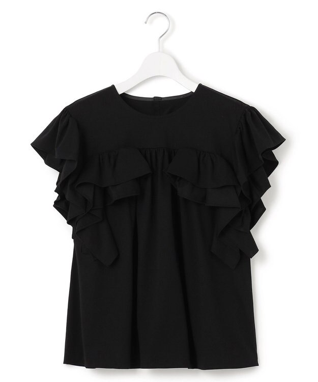 23区 S 【GOLD LABEL】ラッフルスリーブジャージー カットソー ブラック系