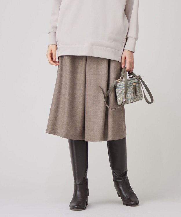 自由区 【洗える】ウォッシャブルウールサキソニーキュロット パンツ TOPモカ