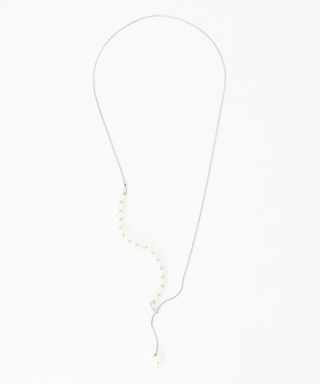 ANY SIS フェイクパールラリエット ネックレス シルバー