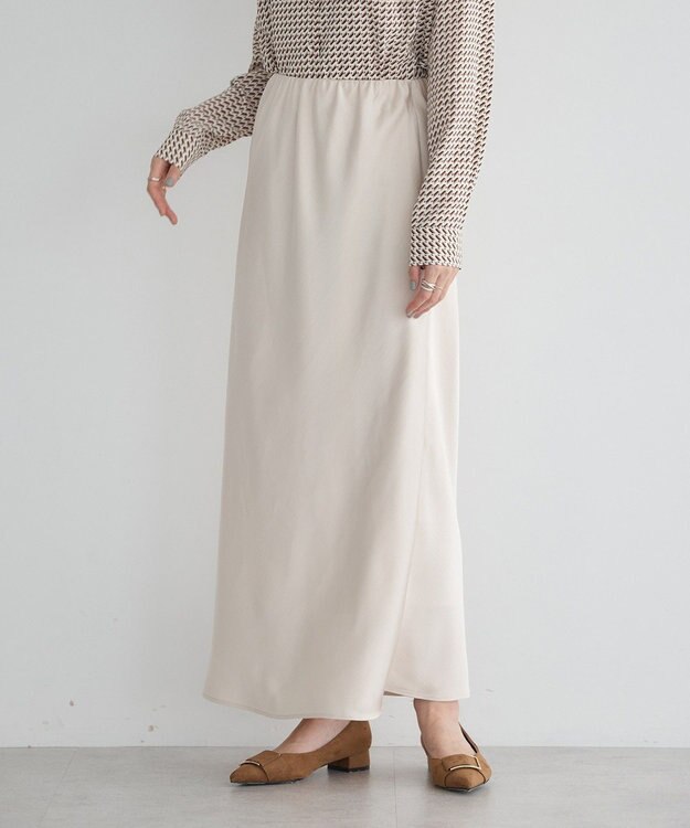 YECCA VECCA サテンフレアスカート Ivory