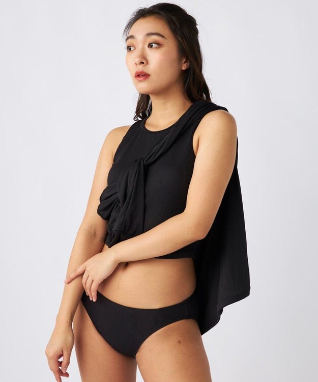 OP／FILA 【Ocean Pacific】ラッシュガードロングボトム付き タンクトップデザイン水着4点セット ブラック