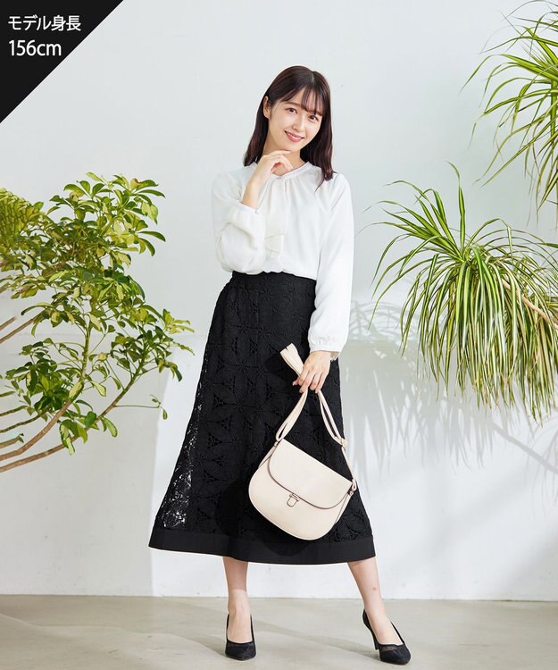 Tiaclasse L 【洗える】花柄レースマーメイドスカート ブラック