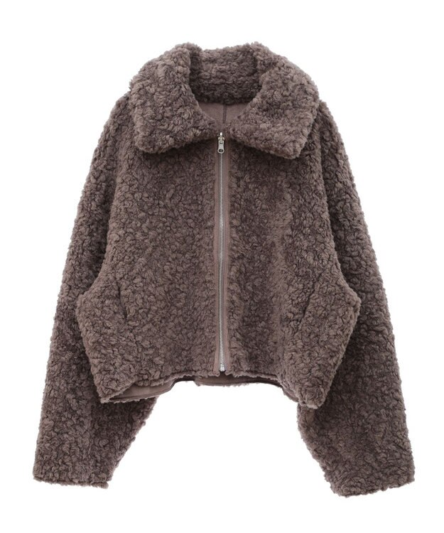 earth music&ecology リバーシブルフェイクムートンショートブルゾン モカ