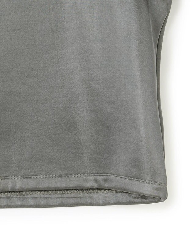 ICB L 【洗える】サテンボンディング クルーネックプルオーバー チャコール系