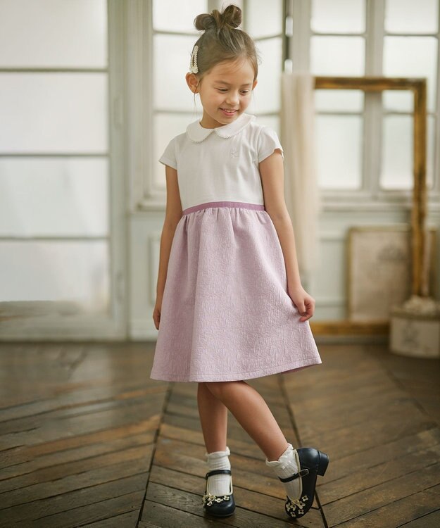 組曲 KIDS 【110-130cm】ジャガード セットアップ ピンク系