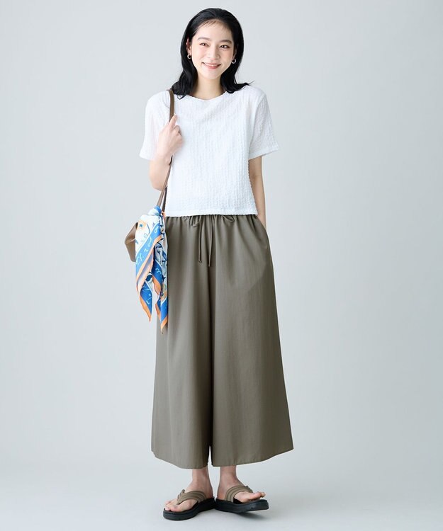 ANY 楽映えガウチョパンツ カーキ