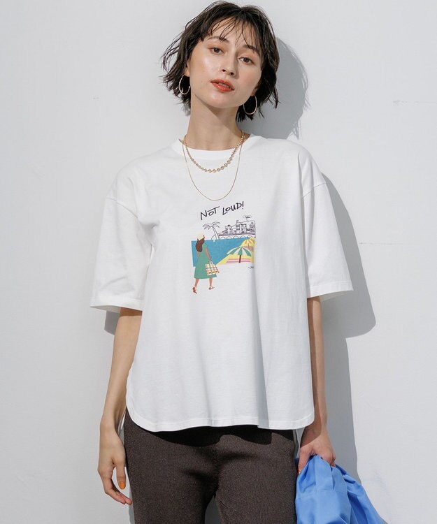 23区 L Lauren Rolwing コラボ グラフィックプリント リラクシー Tシャツ オフ