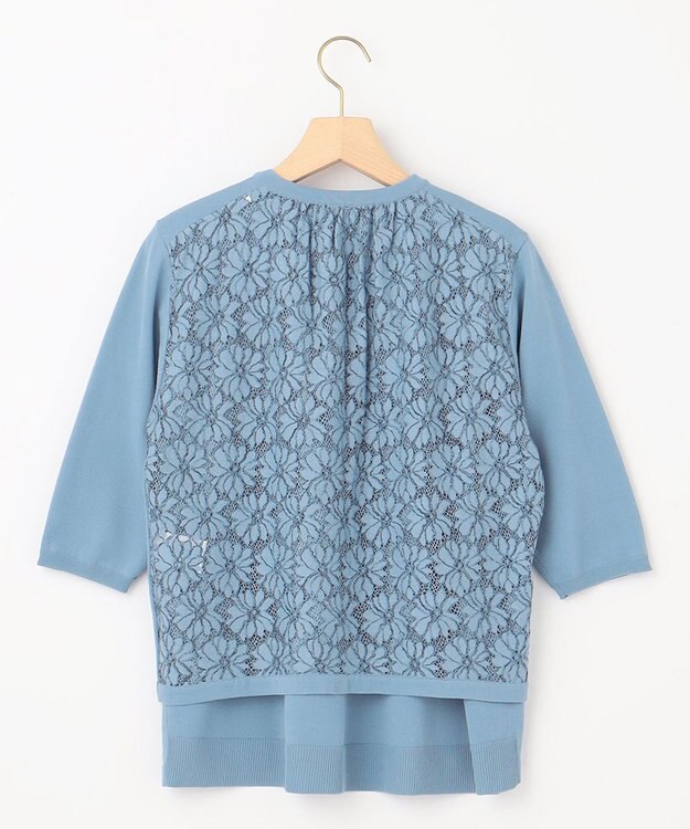 組曲 【2SET・WEB限定】フラワーレース5分袖ツイン ニット ブルー系