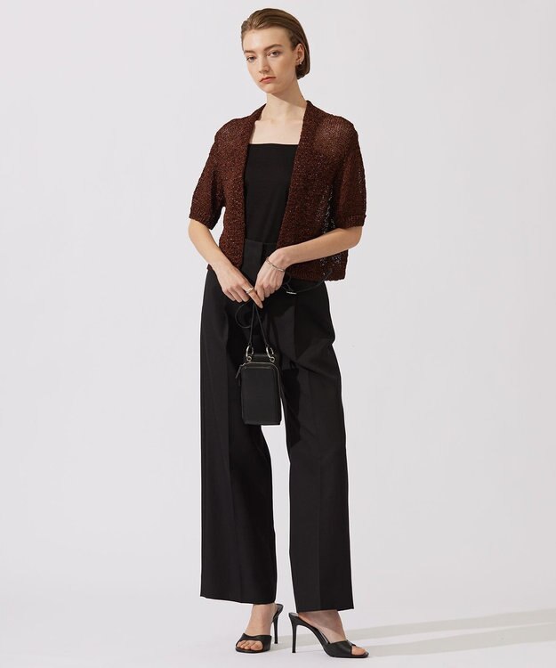 ICB L ルレックスペーパーテープ カーディガン マルーン系