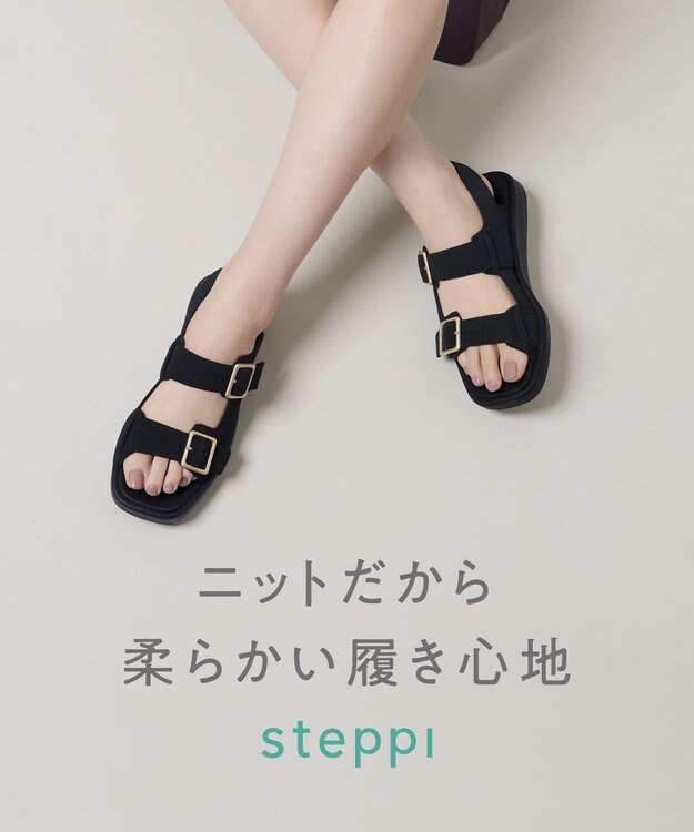steppi 【洗える】バックルベルト サンダル ブラック